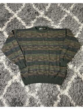 Vintage 90s Zylos George Machado Sweater Mens Large L Green Knit